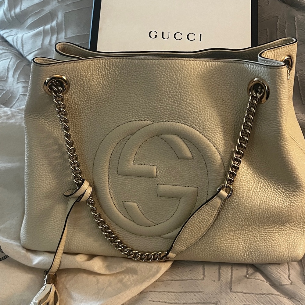 Gucci Cream Soho Leather Women's Bag